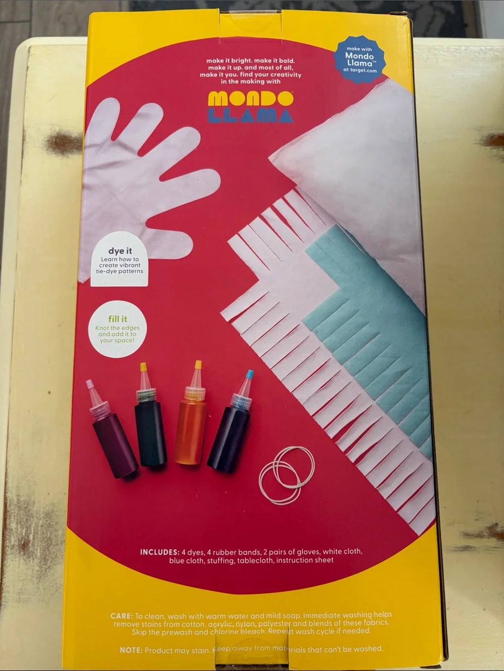 Mondo Llama Kids Tie-Dye Pillow Kit Rainbow NEW IN BOX SEALED Target